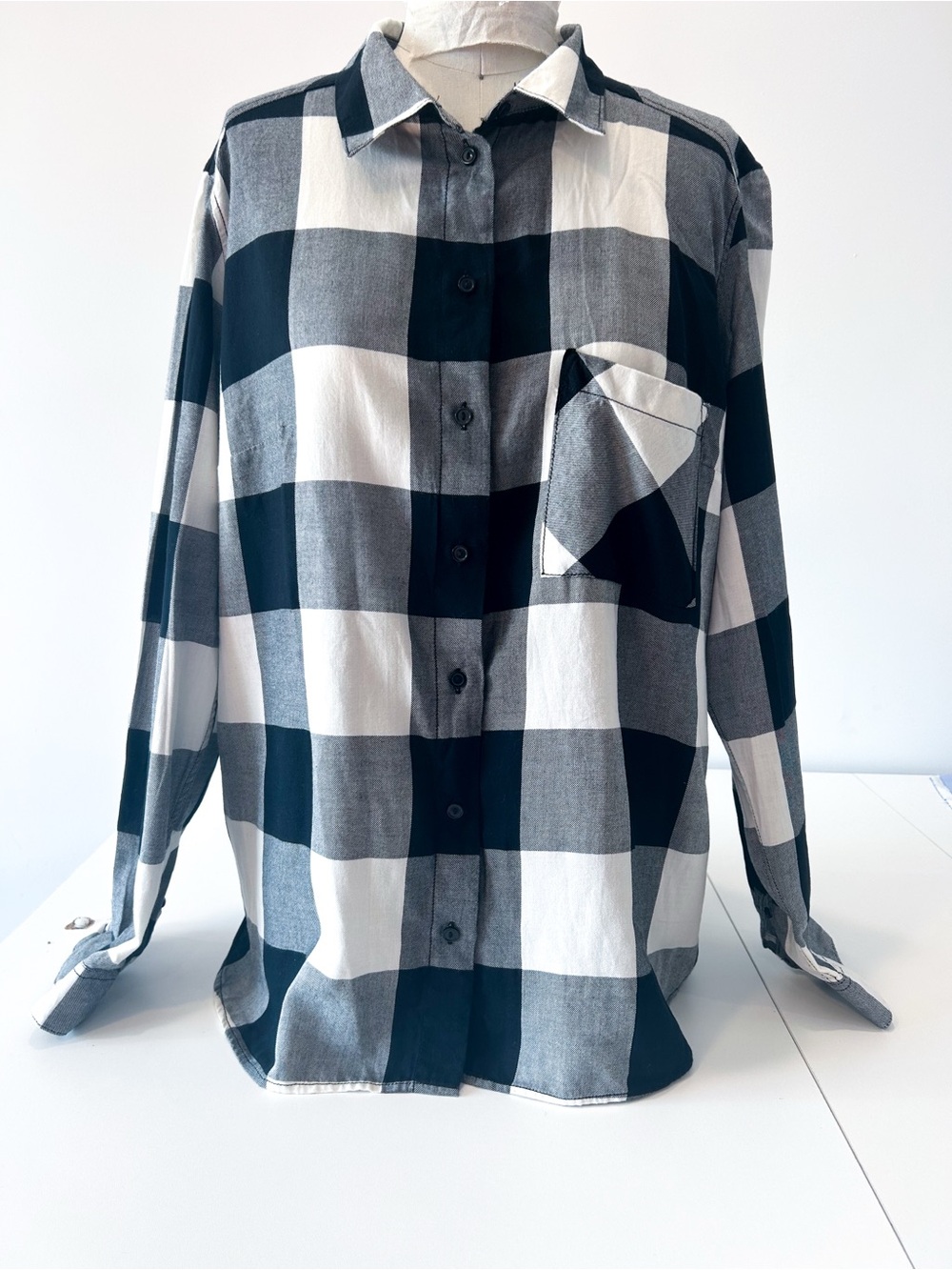 H&M Black and White Check Button-Down Shirt